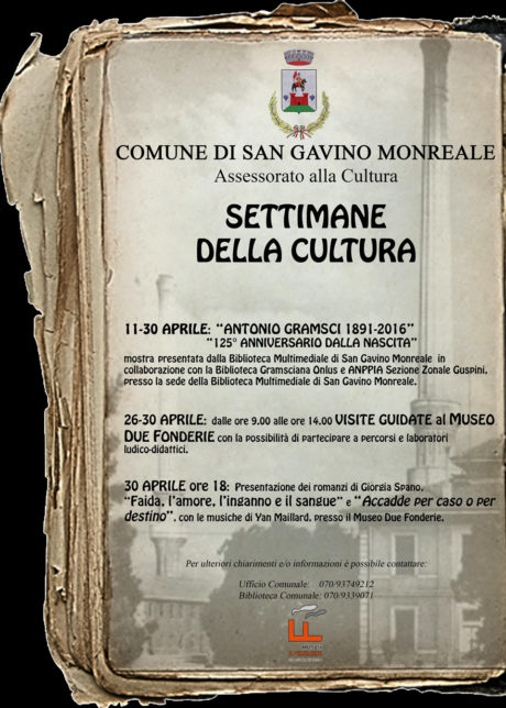 "Settimane della Cultura" a San Gavino Monreale