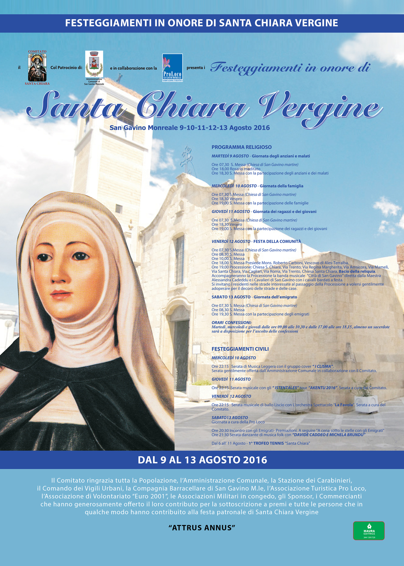 La festa di Santa Chiara Vergine 2016