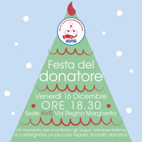 Venerdì 16 dicembre, la Festa del Donatore AVIS