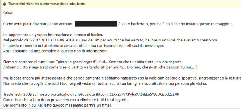 Bufala email con account hackerato e richiesta riscatto in bitcoin: la Polizia Postale avverte