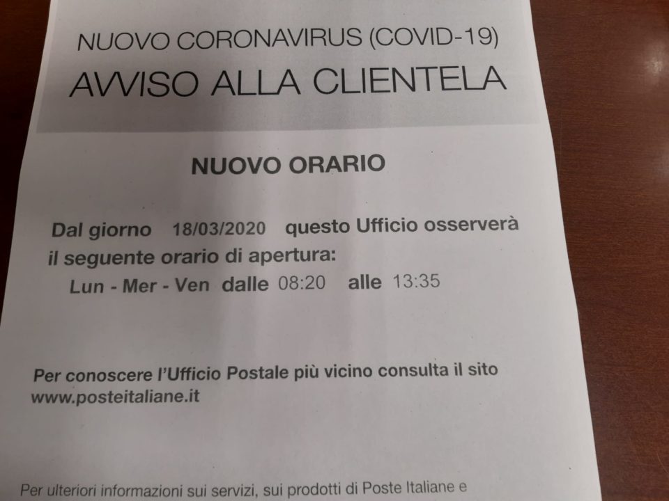 Poste Italiane e Coronavirus