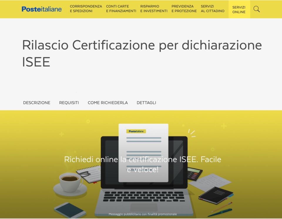 Poste Italiane, l'ISEE 2019 si potrà fare anche online